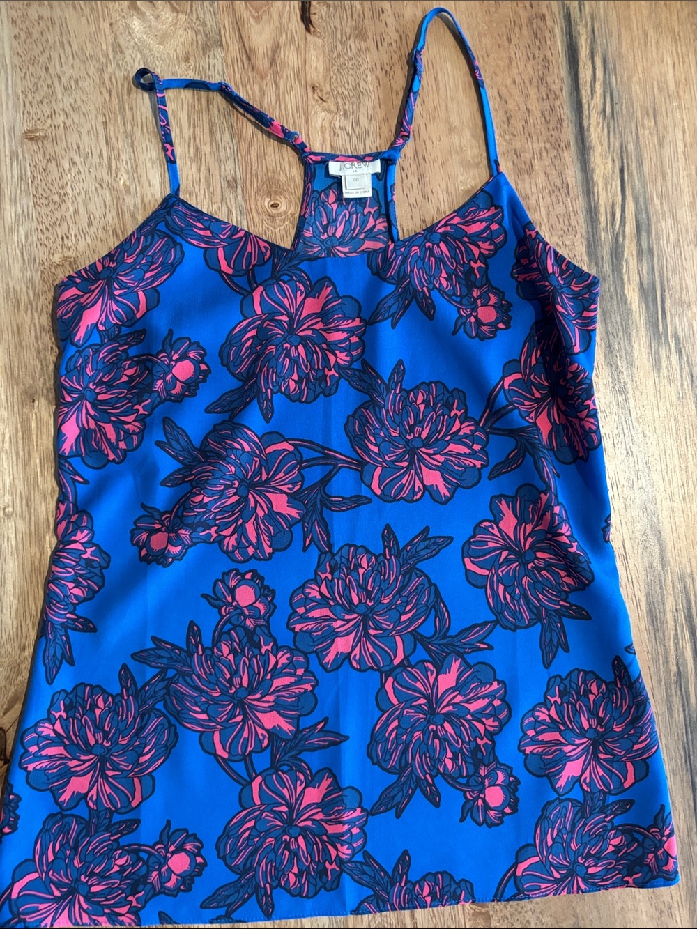 J. Crew Royal Blue & Pink Floral Racerback Cami